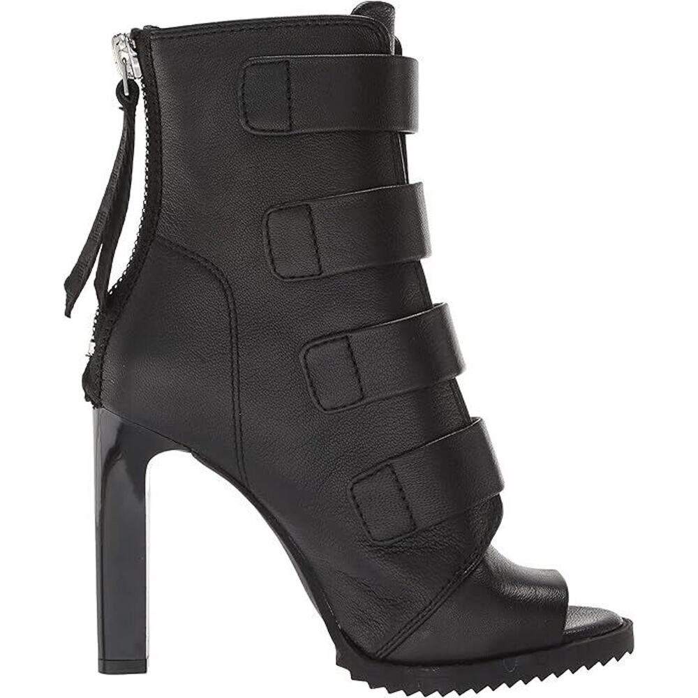 DKNY Blake Peep-Toe Booties Black Leather, Black Size 5M